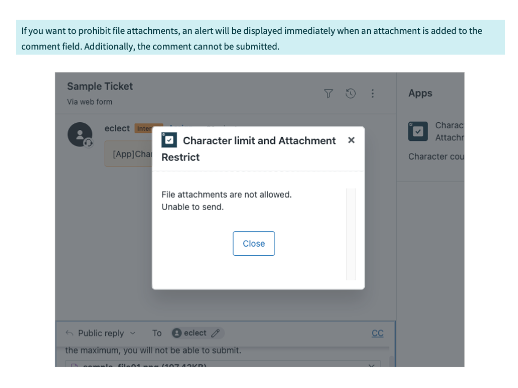 Character Limit and Attachment Restrict dashboard view — Agent Productivity app on the Zendesk Marketplace
